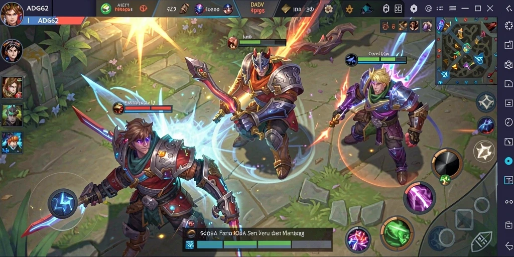 Tampilan aksi seru dalam permainan MOBA ADG62.