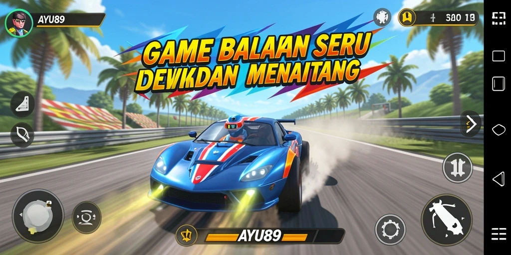 Tampilan gameplay seru di AYU89 dengan lintasan balapan yang menantang.