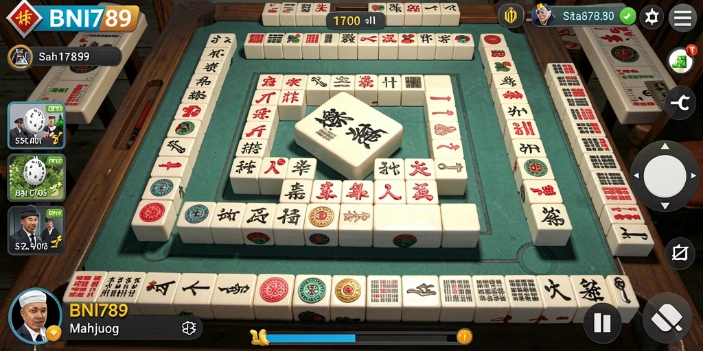 Screenshot gameplay BNI789 menampilkan suasana seru bermain Mahjong.