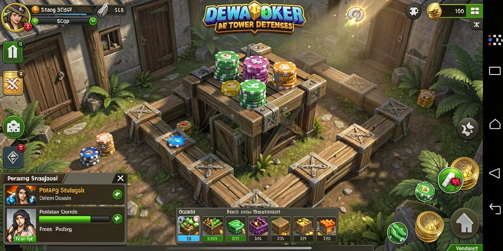 Tampilan menarik dari gameplay Tower Defense di DEWAPOKER.