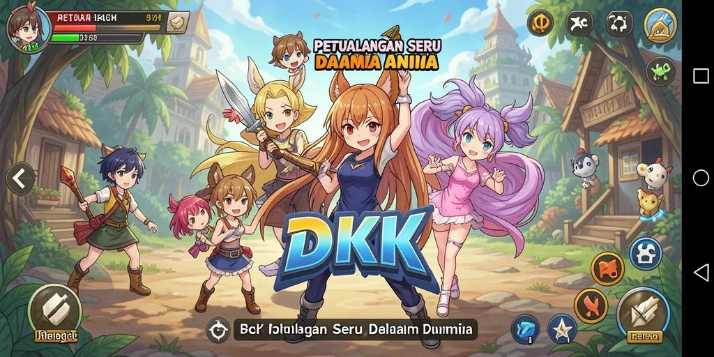 Tampilan gameplay DKK dengan karakter anime yang memukau.