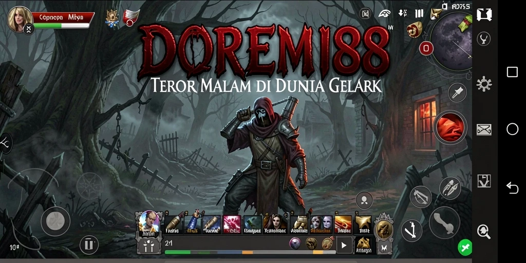Screenshot utama DOREMI88 menunjukkan momen menegangkan dalam gameplay horor.