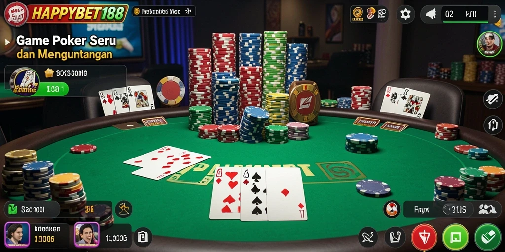 Tampilan menarik dari gameplay Poker di HAPPYBET188.