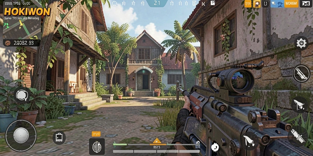 Tampilan gameplay seru HOKIWON dalam aksi TPS.