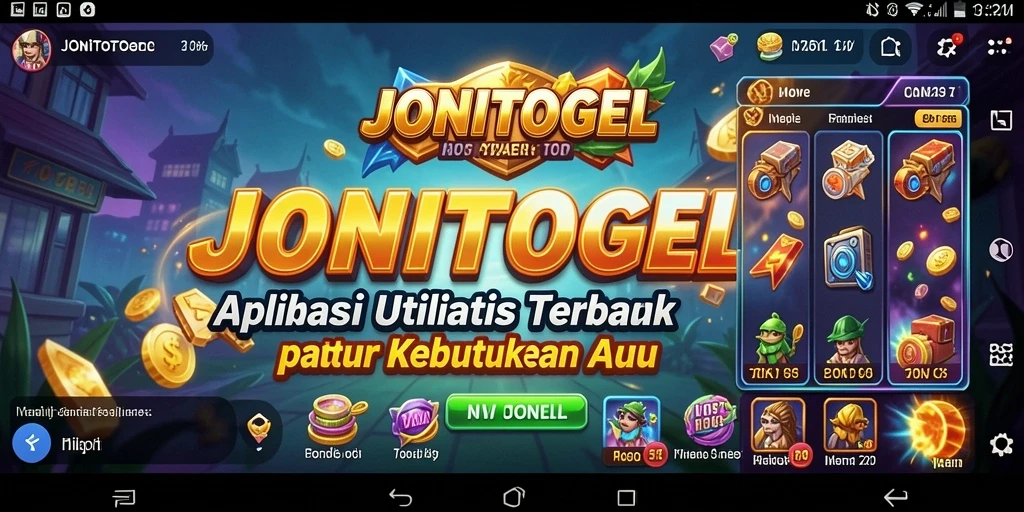 Tampilan utama JONITOGEL menampilkan berbagai fitur utilitas.