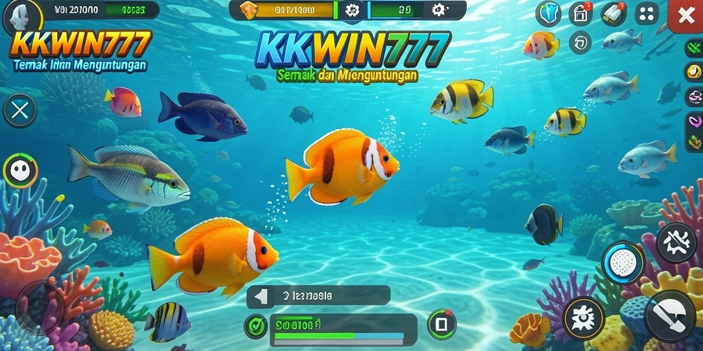 Tampilan gameplay seru dari KKWIN777 saat menembak ikan.