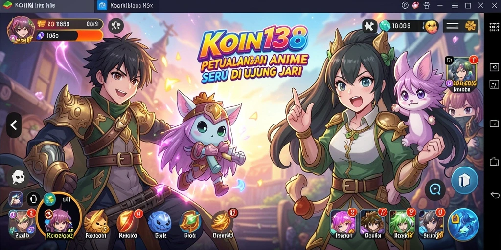 Screenshot gameplay KOIN138 menunjukkan karakter Anime beraksi dengan grafis menawan.