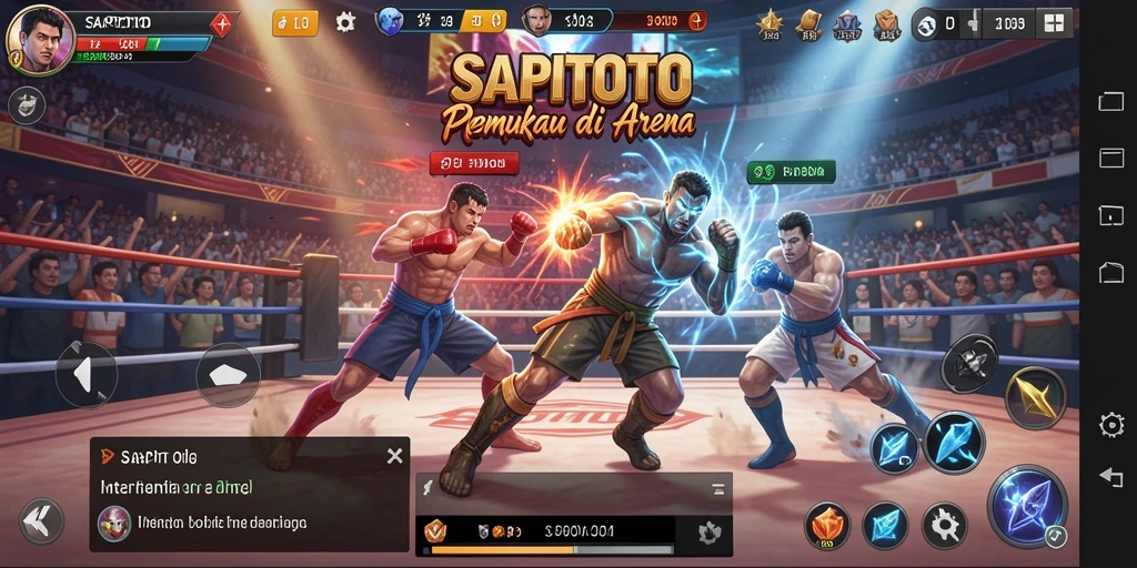 Tampilan gameplay pertarungan di SAPITOTO yang mendebarkan.