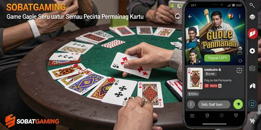 Gameplay seru SOBATGAMING dengan tampilan kartu Gaple yang menarik.