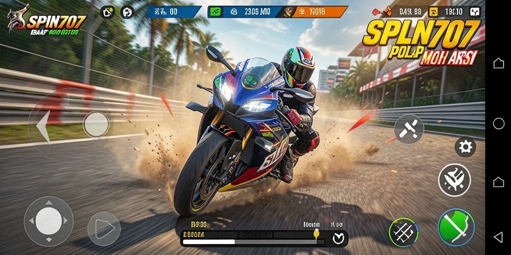 Gameplay intens dan seru di SPIN707 dengan balapan motor.