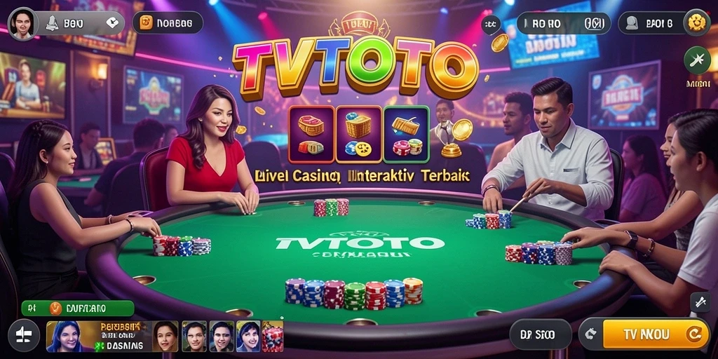 Screenshot gameplay Live Casino TVTOTO yang menampilkan dealer dan pemain.
