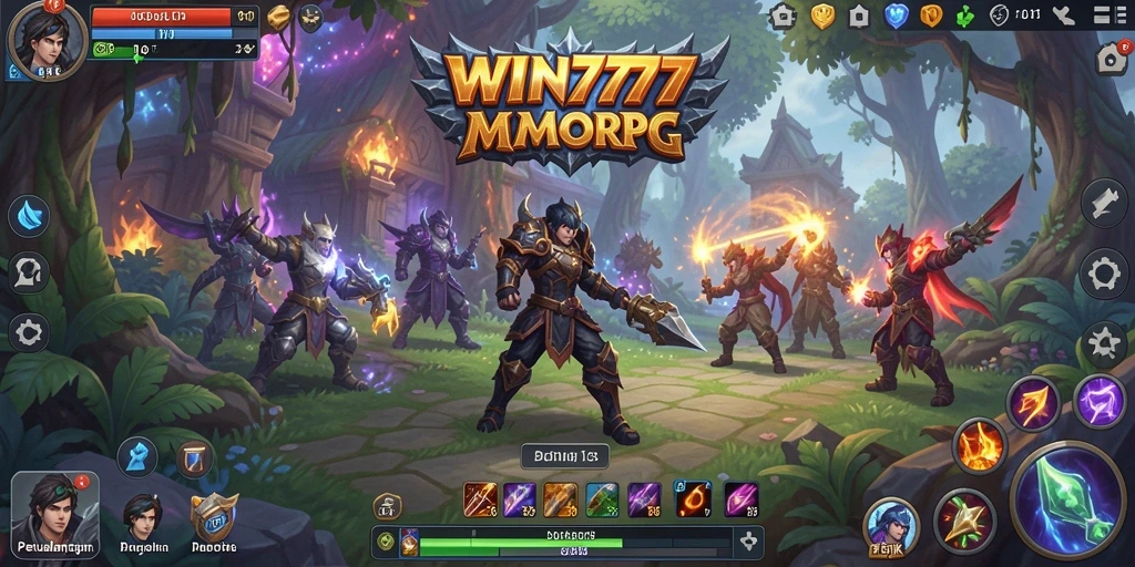 Tampilan gameplay epik WIN777 dalam dunia MMORPG.