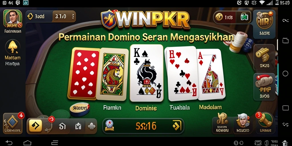 Tampilan gameplay seru dalam WINPKR yang menggambarkan permainan Domino.